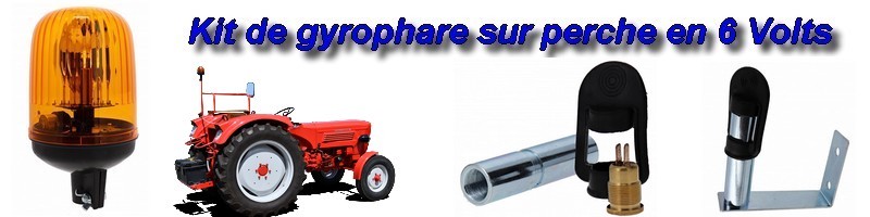 Kit gyrophare sur perche en 6 Volts
