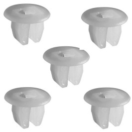 Jeu de 5 chevilles de carrosserie en plastique blanc pour fixation garniture de porte