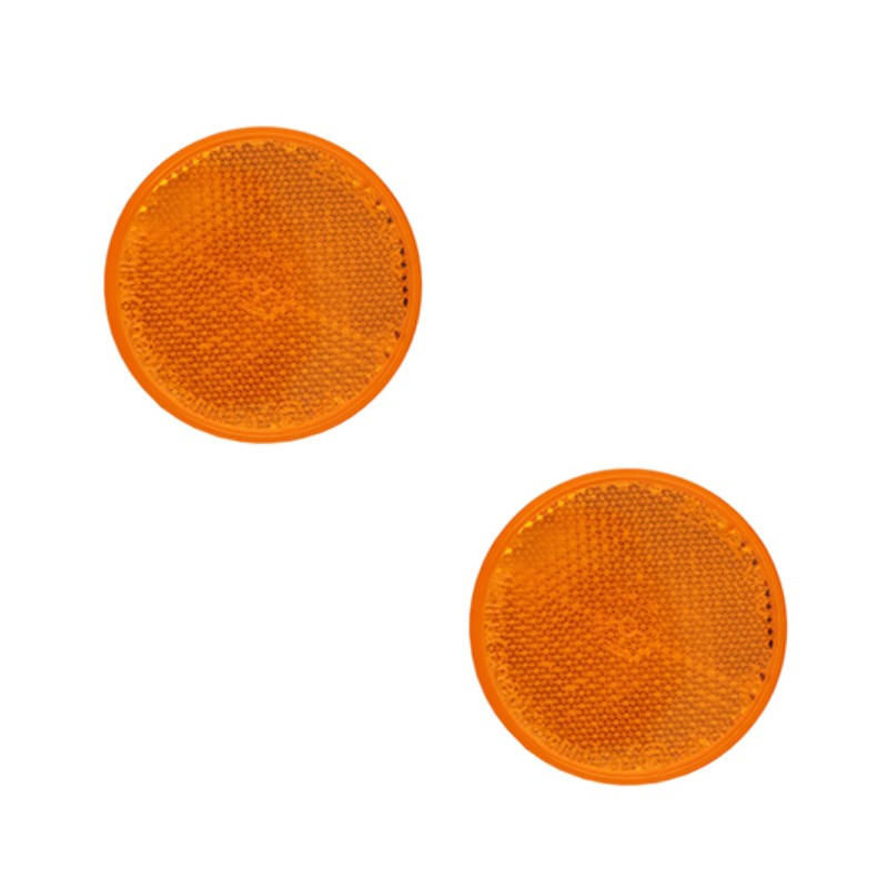 Jeu de 2 catadioptres ronds adhésifs ambres